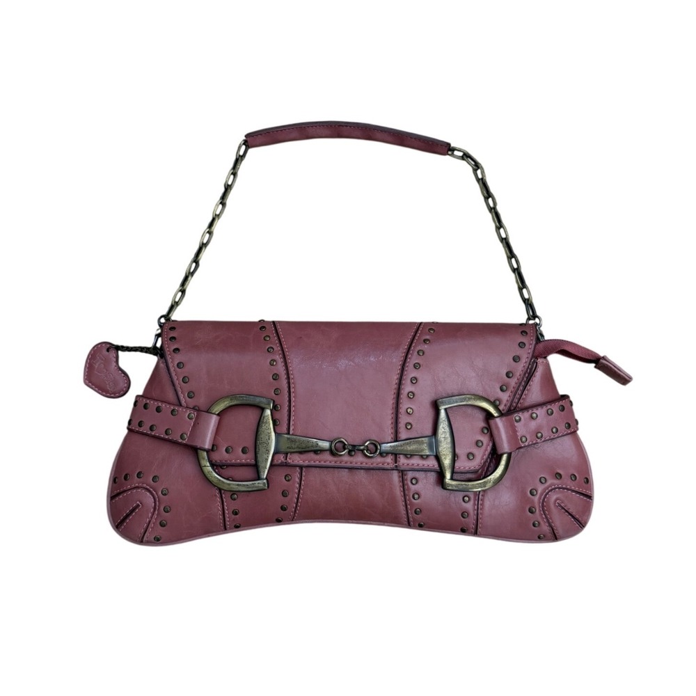 Rina Rich Vintage Y2K Pink Studded Horsebit Baguette Shoulder Bag Baguette